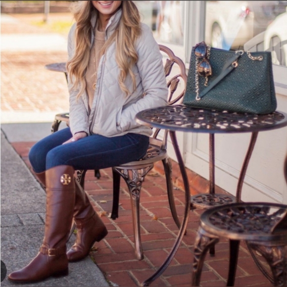 Tory Burch Adeline Riding Boots Color Almond Women's Size 8 - Picture 10 of 11